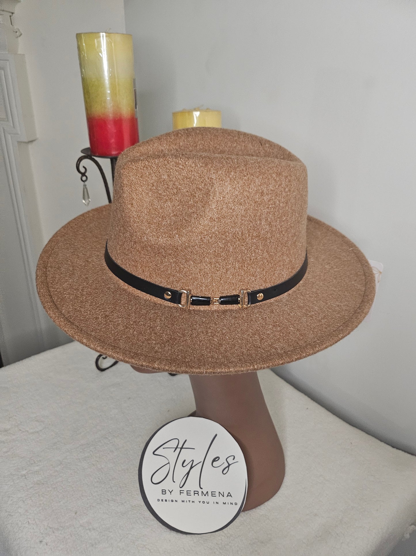 Wide Brim Fedora (Tan)