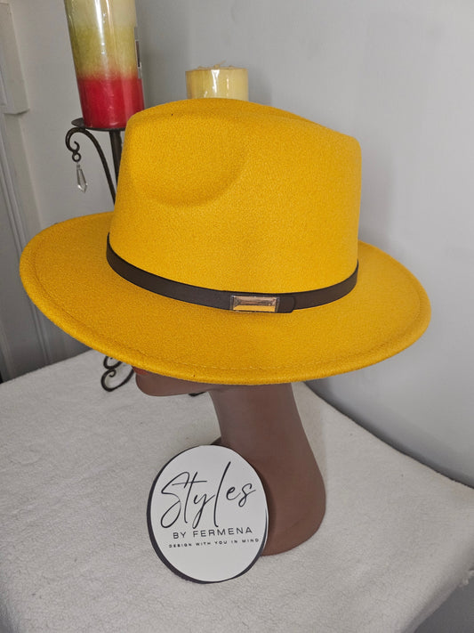 Wide Brim Fedora (Yellow Gold)