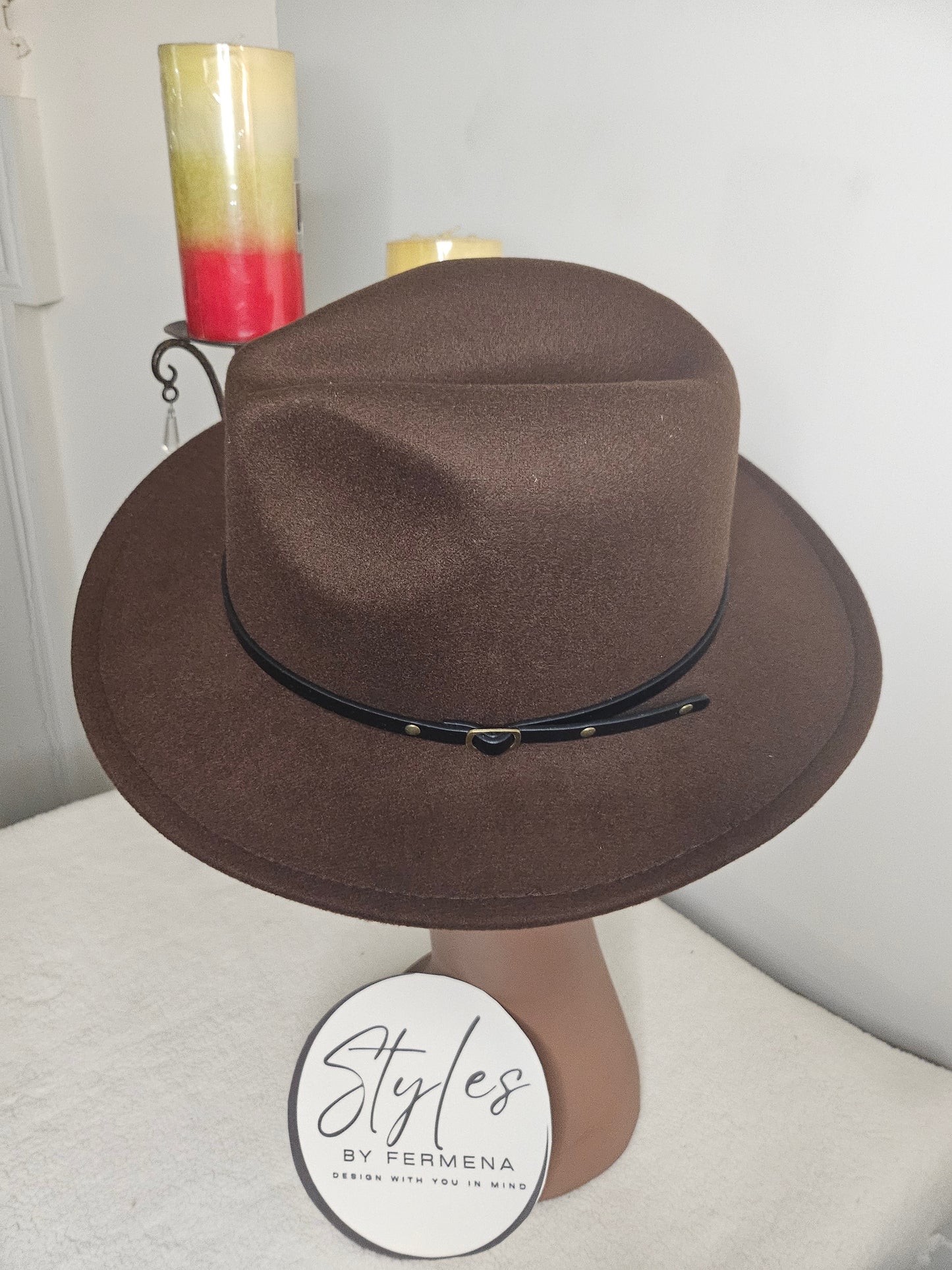 Wide Brim Fedora (Brown)