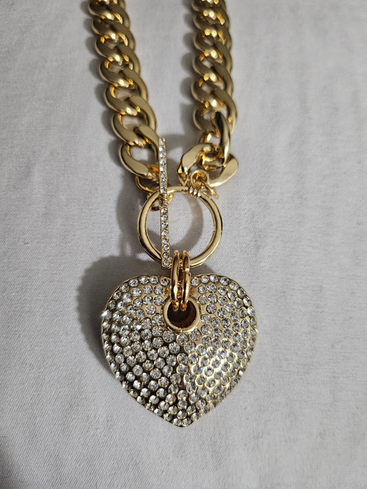 Toggle Necklace Crystal Heart Pendant
