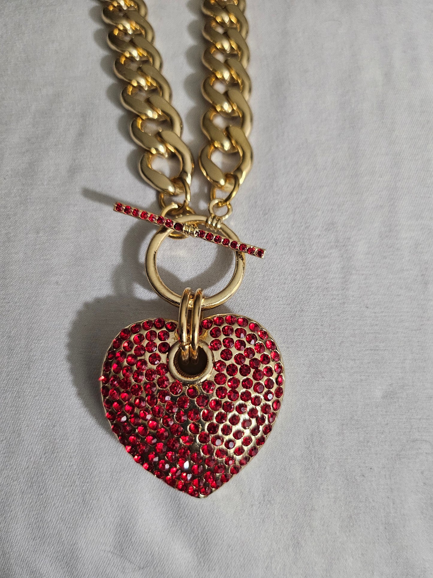 Toggle Necklace Crystal Heart Pendant