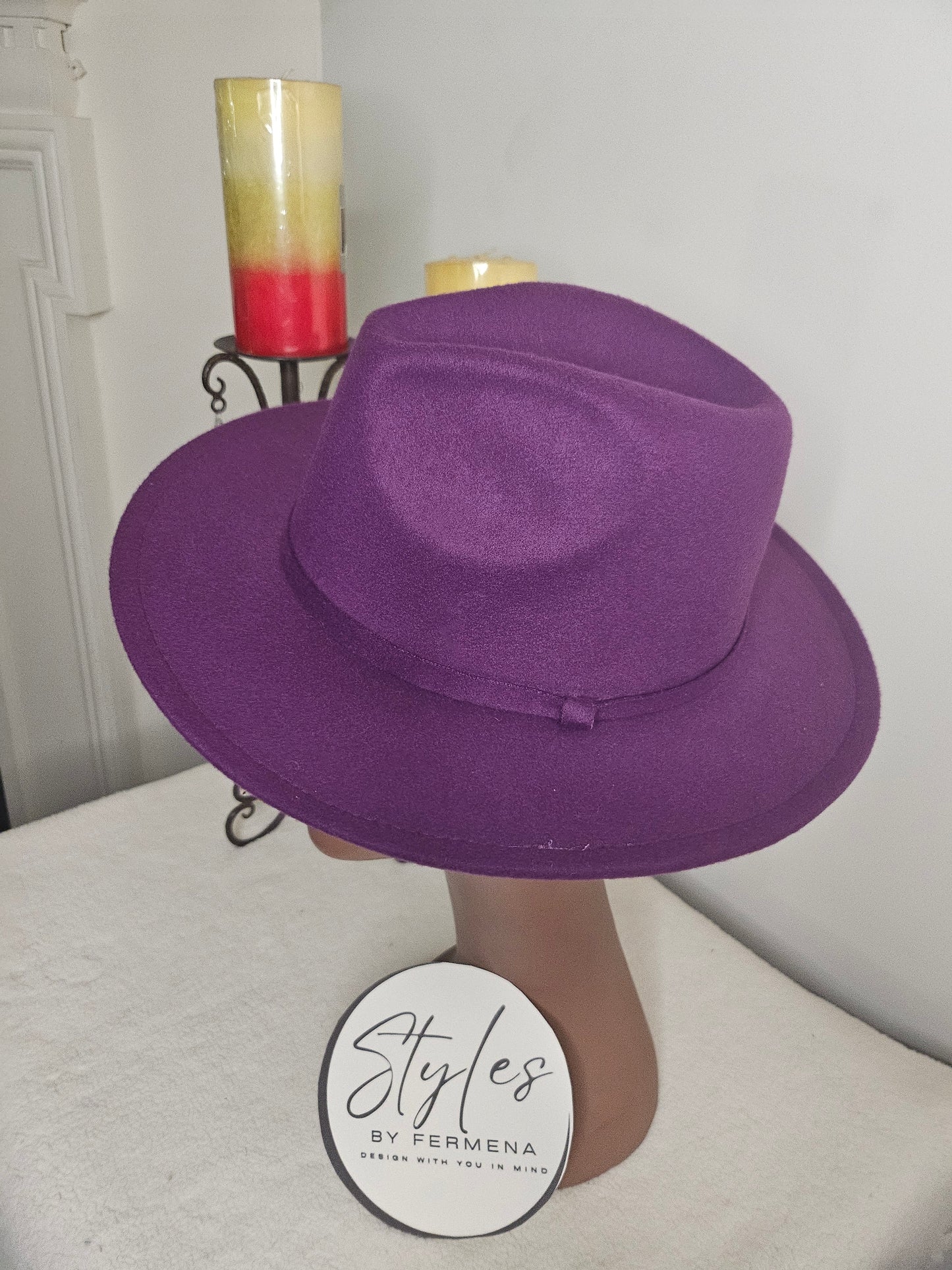 Wide Brim Fedora (Purple/Yellow)