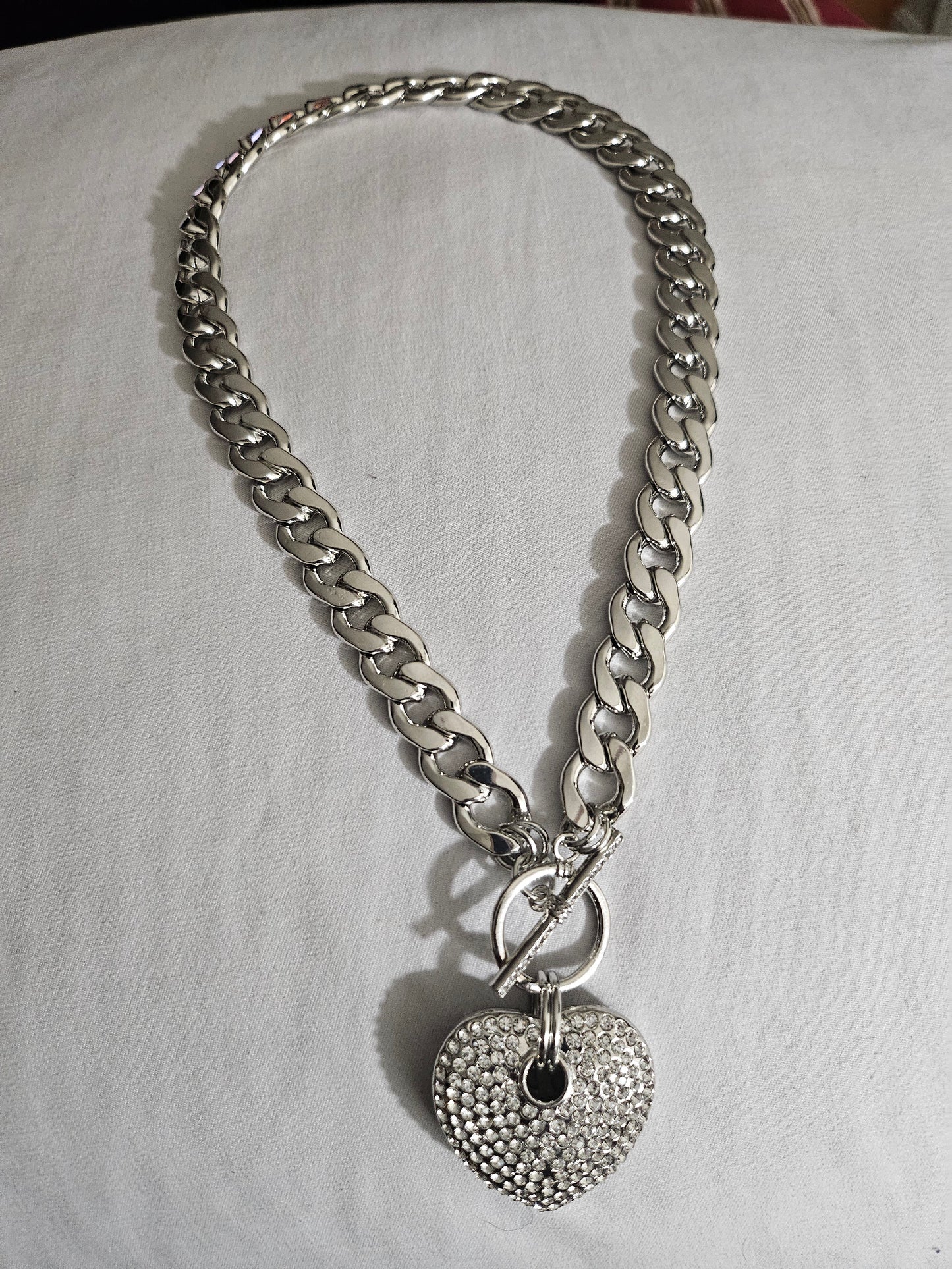 Toggle Necklace Crystal Heart Pendant